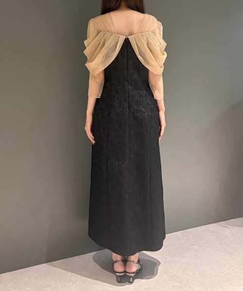 チュールドレープジャガードドレス / tulle drape jacquard dress