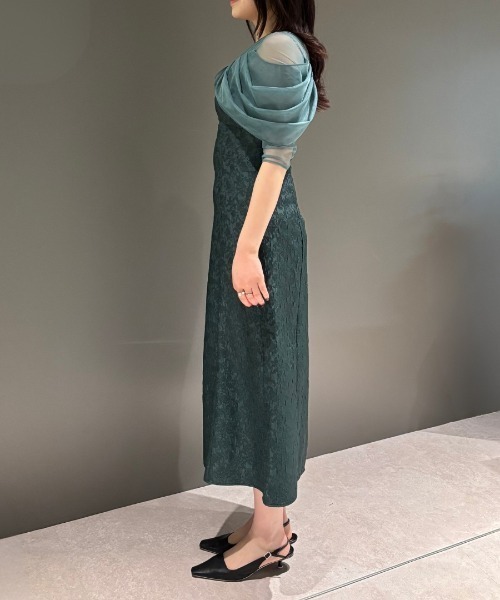 チュールドレープジャガードドレス / tulle drape jacquard dress