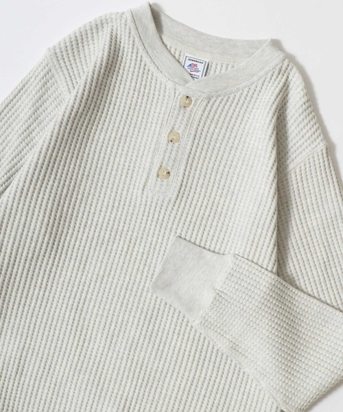 JEMORGAN（ジェーイーモーガン）の「2025AW JEMORGAN/ジェーイーモーガン ビックワッフル 無地 ヘンリーネック スウェットトレーナー レディース メンズ（スウェット・メンズ・オートミール/ネイビー/オフホワイト/グレー/ブラック・L/XL/M）」の4枚目の写真