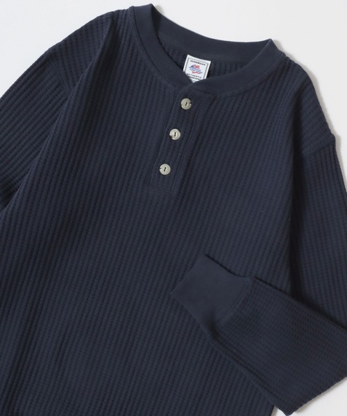 JEMORGAN（ジェーイーモーガン）の「2025AW JEMORGAN/ジェーイーモーガン ビックワッフル 無地 ヘンリーネック スウェットトレーナー レディース メンズ（スウェット・メンズ・オートミール/ネイビー/オフホワイト/グレー/ブラック・L/XL/M）」の5枚目の写真