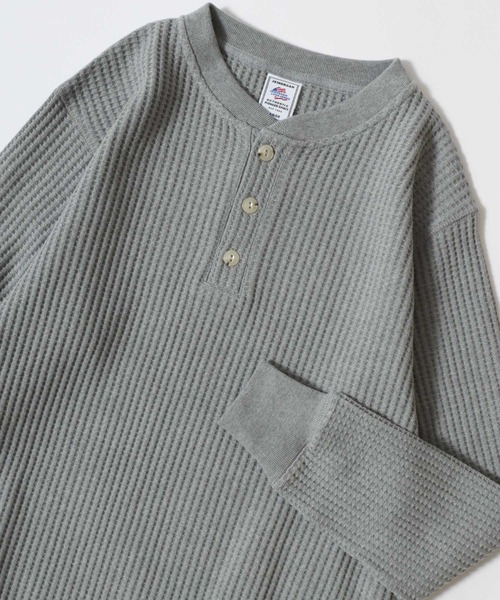 JEMORGAN（ジェーイーモーガン）の「2025AW JEMORGAN/ジェーイーモーガン ビックワッフル 無地 ヘンリーネック スウェットトレーナー レディース メンズ（スウェット・メンズ・オートミール/ネイビー/オフホワイト/グレー/ブラック・L/XL/M）」の3枚目の写真