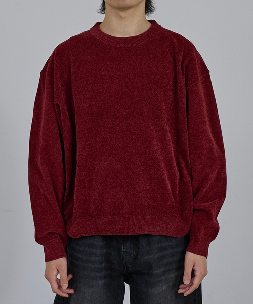 AH ABAHOUSE(エーエイチアバハウス)の「HIGH GAUGE MOLE CROPPED CREW NECK KNIT/ ハイゲージモール クロップド クルーネックニット(ニット/セーター・メンズ・ブラック/グレー/ブルー/ワイン・44/46/48)」の4枚目の写真
