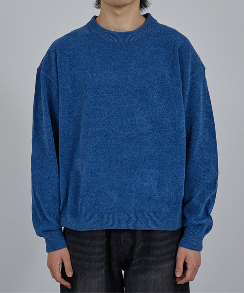 AH ABAHOUSE(エーエイチアバハウス)の「HIGH GAUGE MOLE CROPPED CREW NECK KNIT/ ハイゲージモール クロップド クルーネックニット(ニット/セーター・メンズ・ブラック/グレー/ブルー/ワイン・44/46/48)」の3枚目の写真