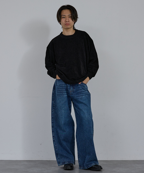 AH ABAHOUSE(エーエイチアバハウス)の「HIGH GAUGE MOLE CROPPED CREW NECK KNIT/ ハイゲージモール クロップド クルーネックニット(ニット/セーター・メンズ・ブラック/グレー/ブルー/ワイン・44/46/48)」の5枚目の写真