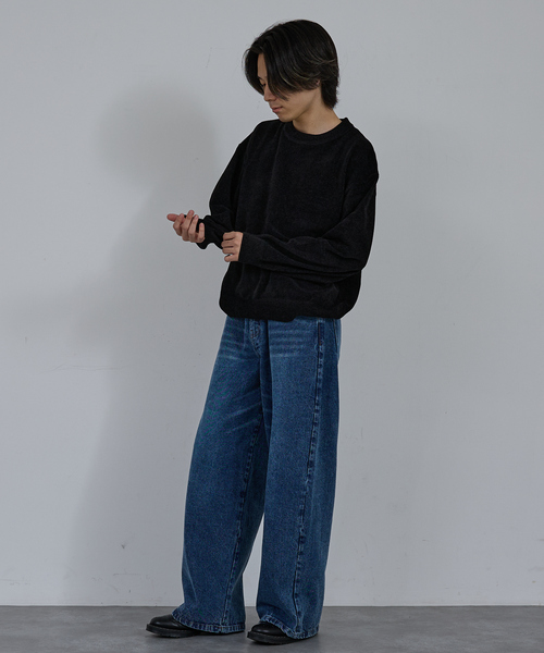 AH ABAHOUSE(エーエイチアバハウス)の「HIGH GAUGE MOLE CROPPED CREW NECK KNIT/ ハイゲージモール クロップド クルーネックニット(ニット/セーター・メンズ・ブラック/グレー/ブルー/ワイン・44/46/48)」の11枚目の写真