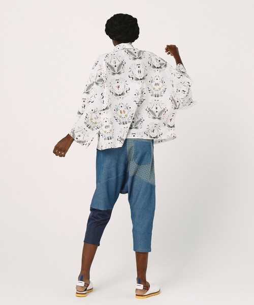 bedsidedrama（ベットサイドドラマ）の「Mix Tex Relax Jeans（デニムパンツ・レディース・インディゴブルー/ブルー/グレー・1/2）」の10枚目の写真