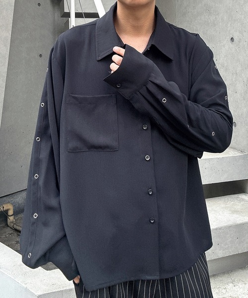 MandO（Auntie Rosa）（エムオー）の「リングスタッズアクセントシャツ（シャツ/ブラウス・メンズ・ブラック系その他/ブラック/ホワイト/ホワイト系その他・MEDIUM/LARGE）」の19枚目の写真