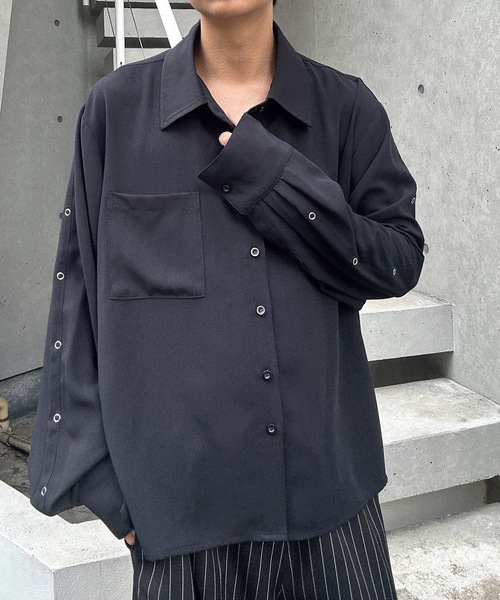 MandO（Auntie Rosa）（エムオー）の「リングスタッズアクセントシャツ（シャツ/ブラウス・メンズ・ブラック系その他/ブラック/ホワイト/ホワイト系その他・MEDIUM/LARGE）」の18枚目の写真