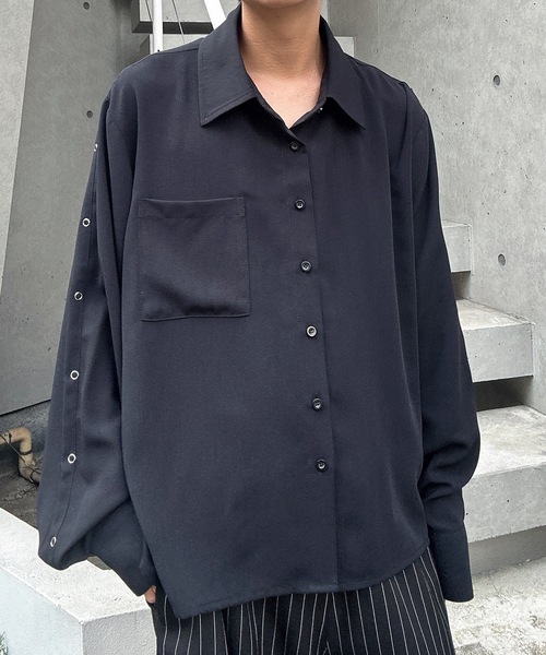 MandO（Auntie Rosa）（エムオー）の「リングスタッズアクセントシャツ（シャツ/ブラウス・メンズ・ブラック系その他/ブラック/ホワイト/ホワイト系その他・MEDIUM/LARGE）」の16枚目の写真