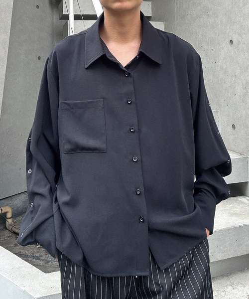 MandO（Auntie Rosa）（エムオー）の「リングスタッズアクセントシャツ（シャツ/ブラウス・メンズ・ブラック系その他/ブラック/ホワイト/ホワイト系その他・MEDIUM/LARGE）」の14枚目の写真