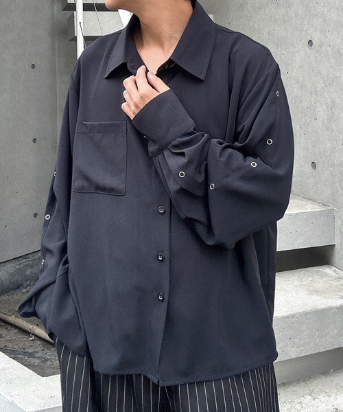 MandO（Auntie Rosa）（エムオー）の「リングスタッズアクセントシャツ（シャツ/ブラウス・メンズ・ブラック系その他/ブラック/ホワイト/ホワイト系その他・MEDIUM/LARGE）」の13枚目の写真