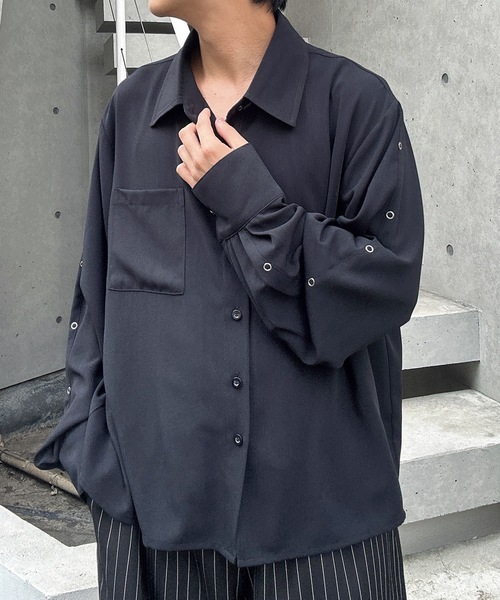 MandO（Auntie Rosa）（エムオー）の「リングスタッズアクセントシャツ（シャツ/ブラウス・メンズ・ブラック系その他/ブラック/ホワイト/ホワイト系その他・MEDIUM/LARGE）」の12枚目の写真