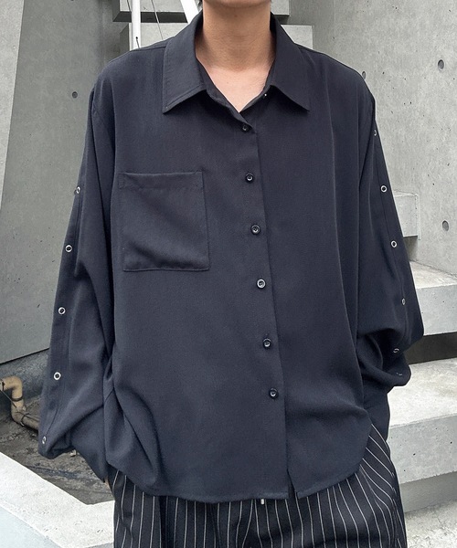 MandO（Auntie Rosa）（エムオー）の「リングスタッズアクセントシャツ（シャツ/ブラウス・メンズ・ブラック系その他/ブラック/ホワイト/ホワイト系その他・MEDIUM/LARGE）」の11枚目の写真