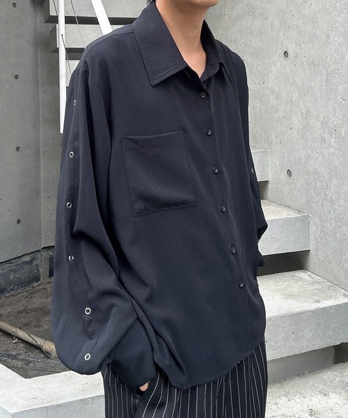 MandO（Auntie Rosa）（エムオー）の「リングスタッズアクセントシャツ（シャツ/ブラウス・メンズ・ブラック系その他/ブラック/ホワイト/ホワイト系その他・MEDIUM/LARGE）」の9枚目の写真