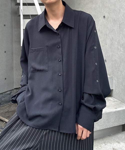 MandO（Auntie Rosa）（エムオー）の「リングスタッズアクセントシャツ（シャツ/ブラウス・メンズ・ブラック系その他/ブラック/ホワイト/ホワイト系その他・MEDIUM/LARGE）」の5枚目の写真