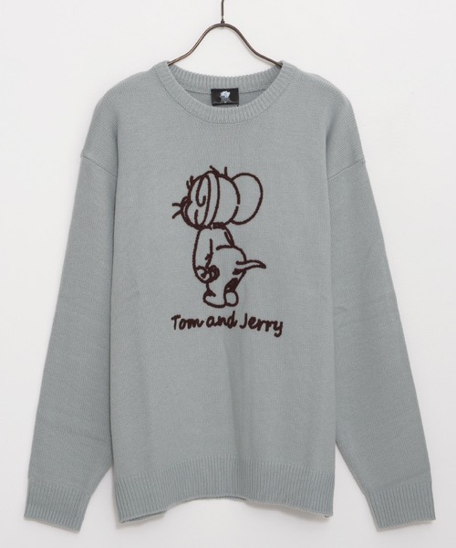 Tom&Jerry(トムアンドジェリー)の「『TOM&JERRY/トムアンドジェリー』ループ刺繍&シャギージャガードニット【Z】(ニット/セーター・レディース・スミクロ/ネイビー/サックスブルー/オフホワイト・LL/L/M)」の4枚目の写真