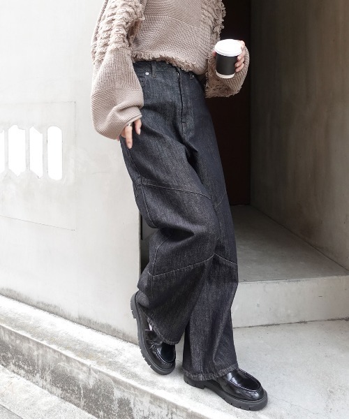 CORNERS(コーナーズ)の「切り替えカーブデニムパンツ(デニムパンツ・レディース・ブラック/インディゴブルー・マルチサイズ)」の6枚目の写真