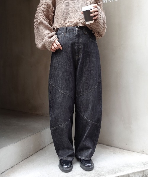 CORNERS(コーナーズ)の「切り替えカーブデニムパンツ(デニムパンツ・レディース・ブラック/インディゴブルー・マルチサイズ)」の7枚目の写真