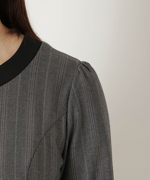 Rose Tiara（ローズティアラ）の「【吸湿発熱/毛玉になりにくい】配色切替クラシカルワンピース（ワンピース・レディース・ブラウン/ピンク/グレー・38/46/42/40）」の10枚目の写真