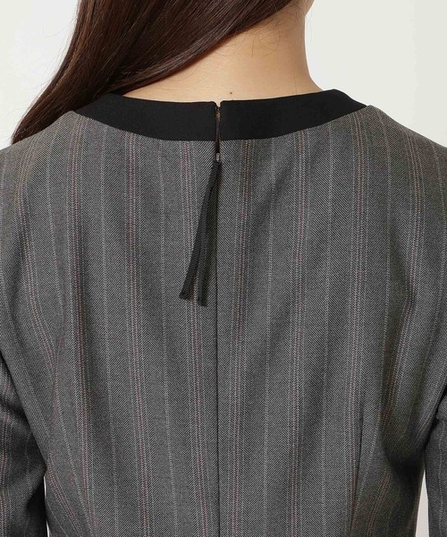 Rose Tiara（ローズティアラ）の「【吸湿発熱/毛玉になりにくい】配色切替クラシカルワンピース（ワンピース・レディース・ブラウン/ピンク/グレー・38/46/42/40）」の6枚目の写真