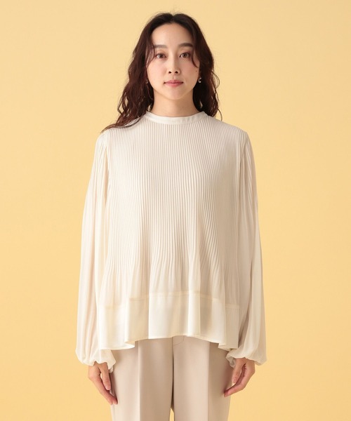 Elura（エルーラ）の「≪入卒/セレモニー/通勤≫プリーツブラウス/603868（シャツ/ブラウス・レディース・ネイビー/オフホワイト/ライトブルー・FREE）」の13枚目の写真