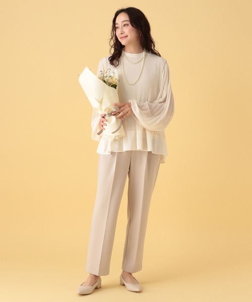 Elura（エルーラ）の「≪入卒/セレモニー/通勤≫プリーツブラウス/603868（シャツ/ブラウス・レディース・ネイビー/オフホワイト/ライトブルー・FREE）」の5枚目の写真