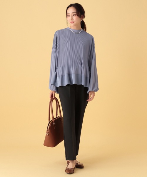 Elura（エルーラ）の「≪入卒/セレモニー/通勤≫プリーツブラウス/603868（シャツ/ブラウス・レディース・ネイビー/オフホワイト/ライトブルー・FREE）」の7枚目の写真