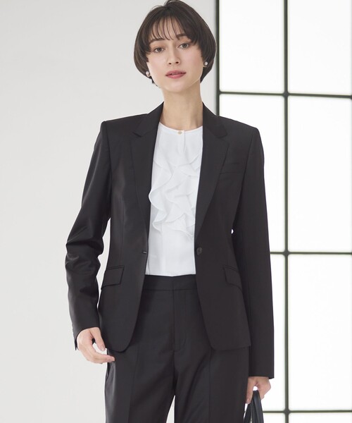 23区(ニジュウサンク)の「ファインネスウール 一つ釦 ジャケット(テーラードジャケット・レディース・グレー系/ネイビー系1/ブラック系・40/38/42/36)」の2枚目の写真