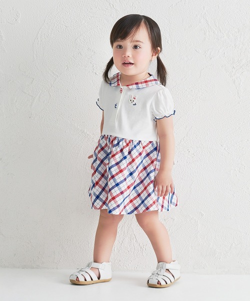 MIKI HOUSE(ミキハウス)の「トリコロールカラーのワンピース(ワンピース・キッズ・ホワイト・130cm/120cm/110cm/100cm/90cm/80cm)」の2枚目の写真