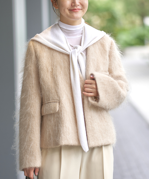 IENA(イエナ)の「モヘヤMIXシャギー ショートコート(その他アウター・レディース・ベージュ・38/36)」の16枚目の写真