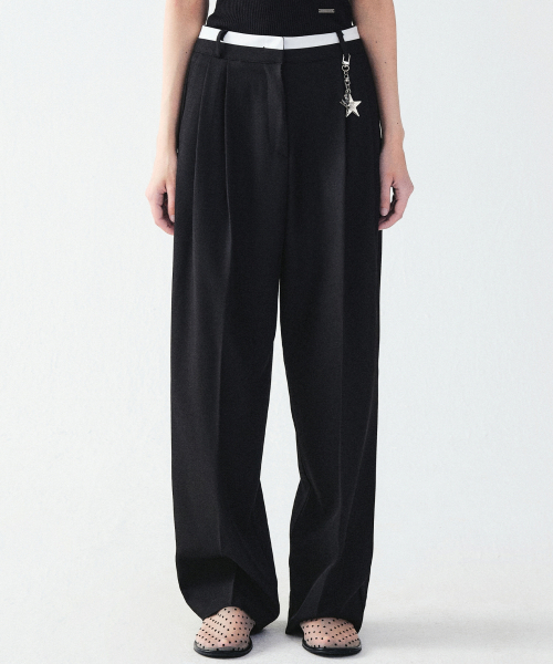 NICK&NICOLE(ニックアンドニコール)の「DOUBLE WAISTBAND SLACKS_BLACK(スラックス・レディース・その他・LARGE/SMALL/MEDIUM)」の4枚目の写真