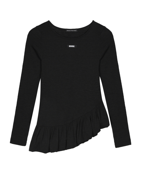 NICK&NICOLE(ニックアンドニコール)の「RUFFLE LABEL LONG SLEEVE TOP_BLACK(Tシャツ/カットソー・レディース・その他・FREE)」の4枚目の写真