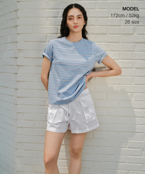 MUSINSA STANDARD WOMAN（ムシンサスタンダードウーマン）の「ウィメンズ CN カーゴバンディングショーツ [ホワイト]（その他パンツ・レディース・その他・26/28/30/24）」の2枚目の写真