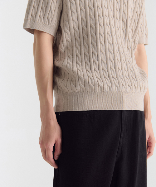 MUSINSA STANDARD（ムシンサスタンダード）の「ケーブルニットポロシャツ [オートミール]（ニット/セーター・メンズ・その他・SMALL/LARGE/XX-LARGE）」の6枚目の写真