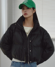 THE GREEN LAB（ザグリーンラボ）の「FAUX LEATHER CROP PADDER JUMPER [BLACK]（ダウンジャケット/コート）」