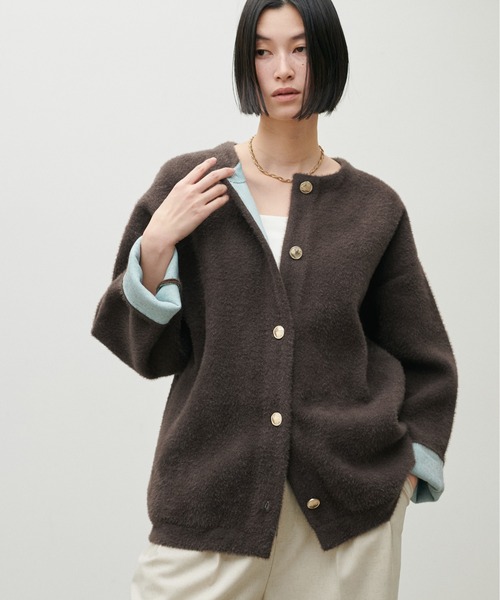 LARUTA(ラルータ)の「【LARUTA】フェレットタッチシャギー接結ニットカーデ(カーディガン/ボレロ・レディース・ベージュ/チャコールグレー/グレイッシュベージュ/ブラウン・FREE)」の3枚目の写真