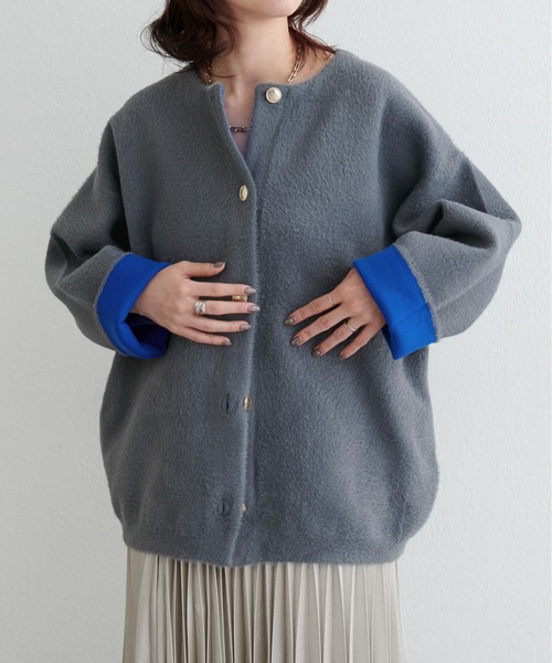 LARUTA(ラルータ)の「【LARUTA】フェレットタッチシャギー接結ニットカーデ(カーディガン/ボレロ・レディース・ベージュ/チャコールグレー/グレイッシュベージュ/ブラウン・FREE)」の13枚目の写真
