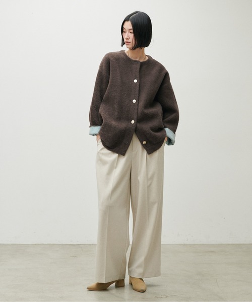 LARUTA(ラルータ)の「【LARUTA】フェレットタッチシャギー接結ニットカーデ(カーディガン/ボレロ・レディース・ベージュ/チャコールグレー/グレイッシュベージュ/ブラウン・FREE)」の9枚目の写真
