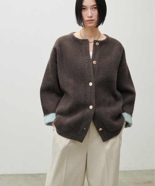 LARUTA(ラルータ)の「【LARUTA】フェレットタッチシャギー接結ニットカーデ(カーディガン/ボレロ・レディース・ベージュ/チャコールグレー/グレイッシュベージュ/ブラウン・FREE)」の7枚目の写真