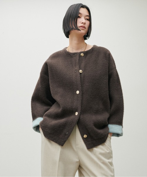 LARUTA(ラルータ)の「【LARUTA】フェレットタッチシャギー接結ニットカーデ(カーディガン/ボレロ・レディース・ベージュ/チャコールグレー/グレイッシュベージュ/ブラウン・FREE)」の8枚目の写真