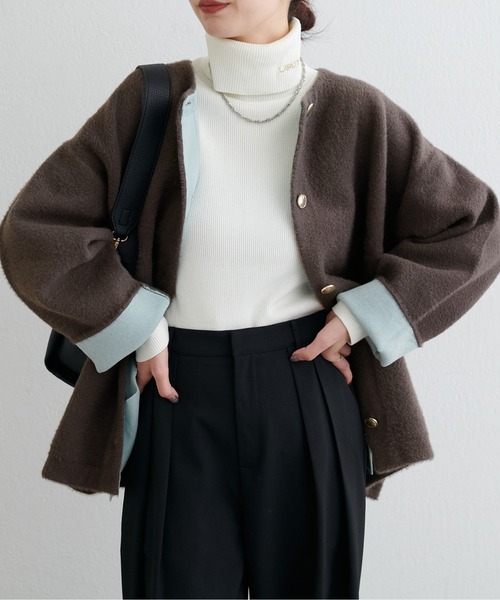 LARUTA(ラルータ)の「【LARUTA】フェレットタッチシャギー接結ニットカーデ(カーディガン/ボレロ・レディース・ベージュ/チャコールグレー/グレイッシュベージュ/ブラウン・FREE)」の11枚目の写真