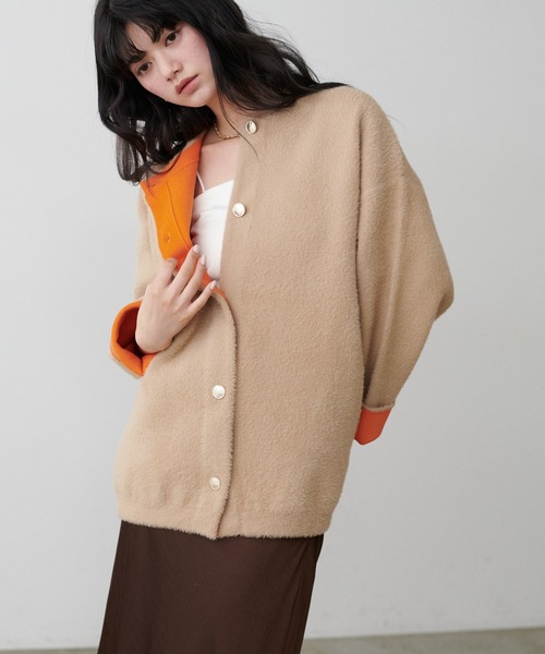 LARUTA(ラルータ)の「【LARUTA】フェレットタッチシャギー接結ニットカーデ(カーディガン/ボレロ・レディース・ベージュ/チャコールグレー/グレイッシュベージュ/ブラウン・FREE)」の12枚目の写真
