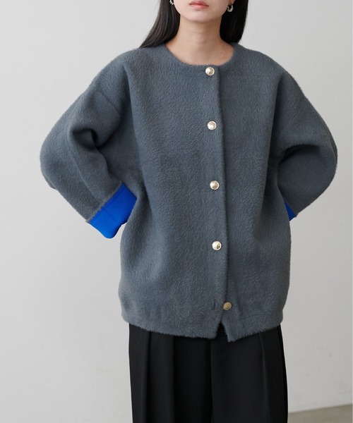 LARUTA(ラルータ)の「【LARUTA】フェレットタッチシャギー接結ニットカーデ(カーディガン/ボレロ・レディース・ベージュ/チャコールグレー/グレイッシュベージュ/ブラウン・FREE)」の5枚目の写真