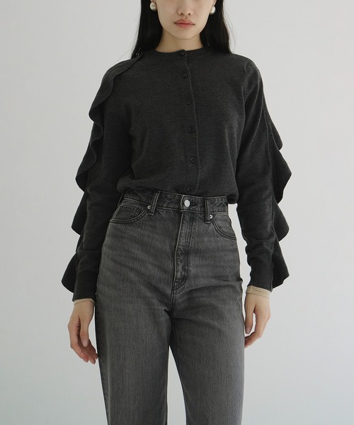 セール】W FACE SHOULDER FRILL KNIT CARDIGAN（カーディガン/ボレロ