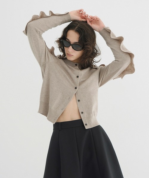 セール】W FACE SHOULDER FRILL KNIT CARDIGAN（カーディガン/ボレロ