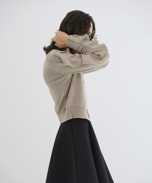 W FACE SHOULDER FRILL KNIT CARDIGAN（カーディガン/ボレロ）｜CLANE