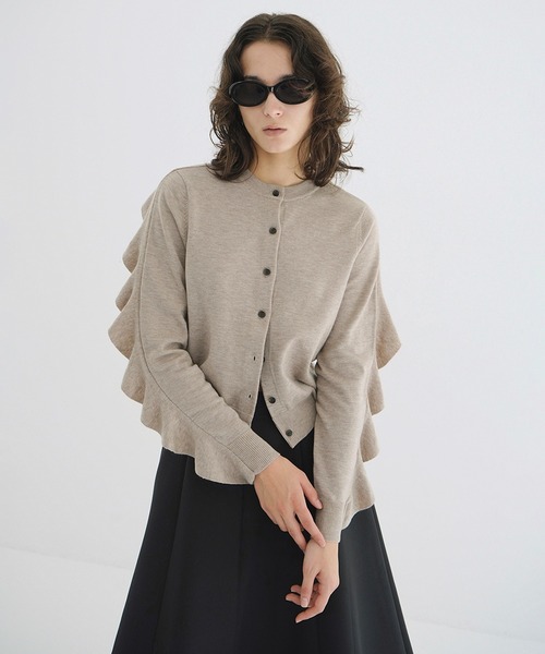CLANE W FACE FRILL KNIT CARDIGAN クラネ セール】W FACE SHOULDER FRILL KNIT CARDIGAN（カーディガン/ボレロ
