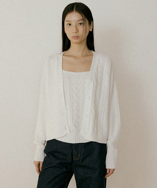 whole garment knit cardigan-ivory