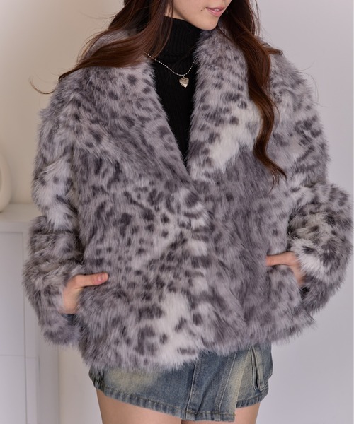 セール】ヒョウ柄 フェイクファー コート（その他アウター）｜pumpkin