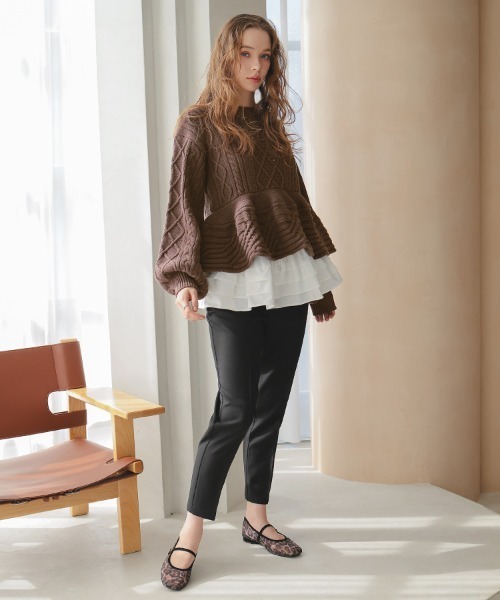 DONOBAN（ドノバン）の「ケーブルフレアニット（ニット/セーター・レディース・ブラック/グレー/ホワイト/ブラウン・ONE SIZE）」の15枚目の写真